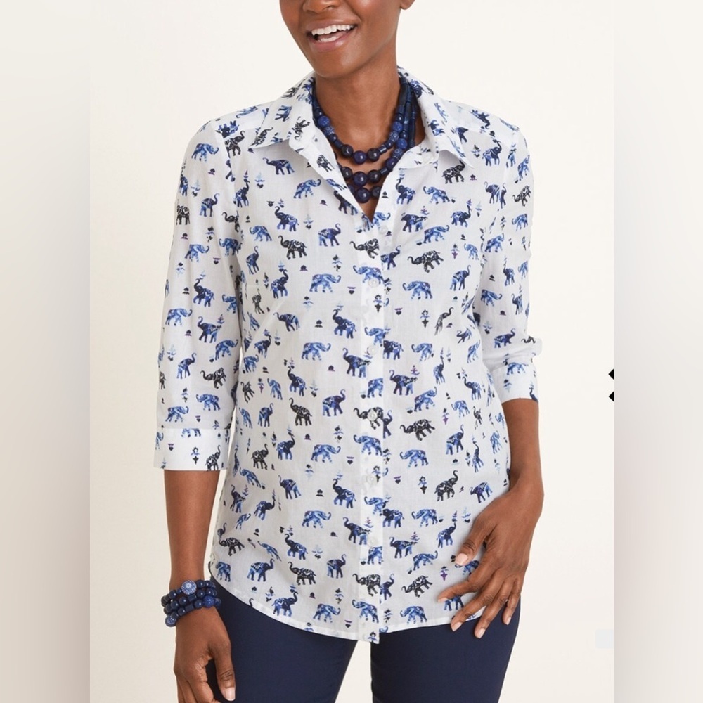 Chicos elephant print shirt 0 S